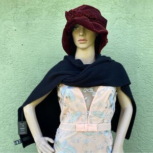 NWT TWO BLIND BROTHERS Black Angora Blend EXTRA Long Stretchable Scarf Wrap